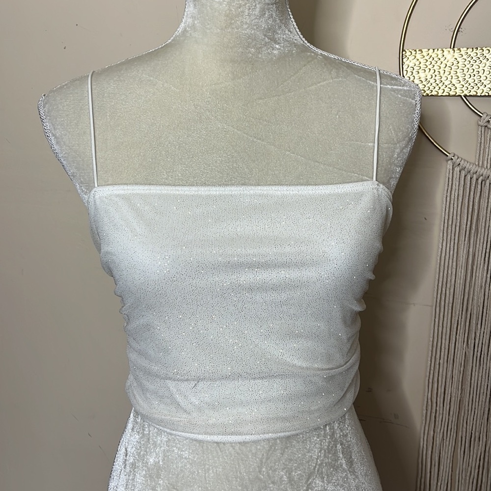 Olive tree • rouched glitter shimmer crop tank